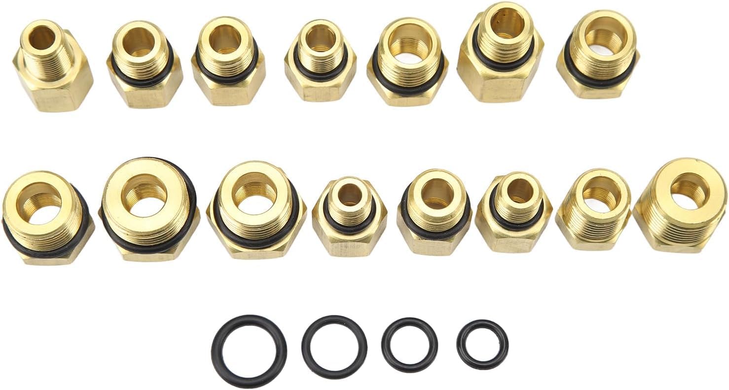 Oil Pressure Test Tool with 15 Adapters, Oil Pressure Gauge Kit, 0 to 150psi Gauge Scale Flexible Tube Pressure Tester, Universal for Vehicles, Professional Diagnostic Tool for Eng