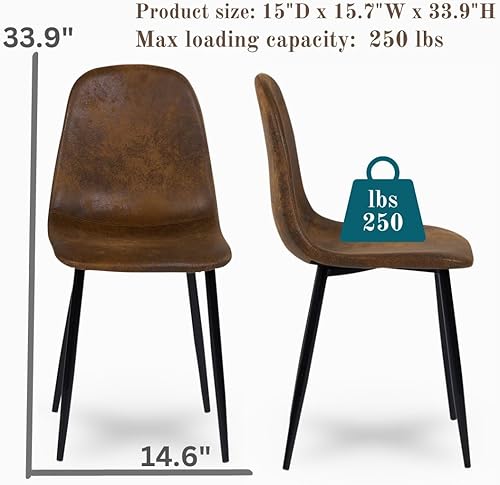 Miniatura 3 de Homy Casa Juego de 6 sillas de comedor modernas sin brazos de mediados de siglo, tapizadas con terciopelo, gamuza, tela, chenilla, patas de metal,