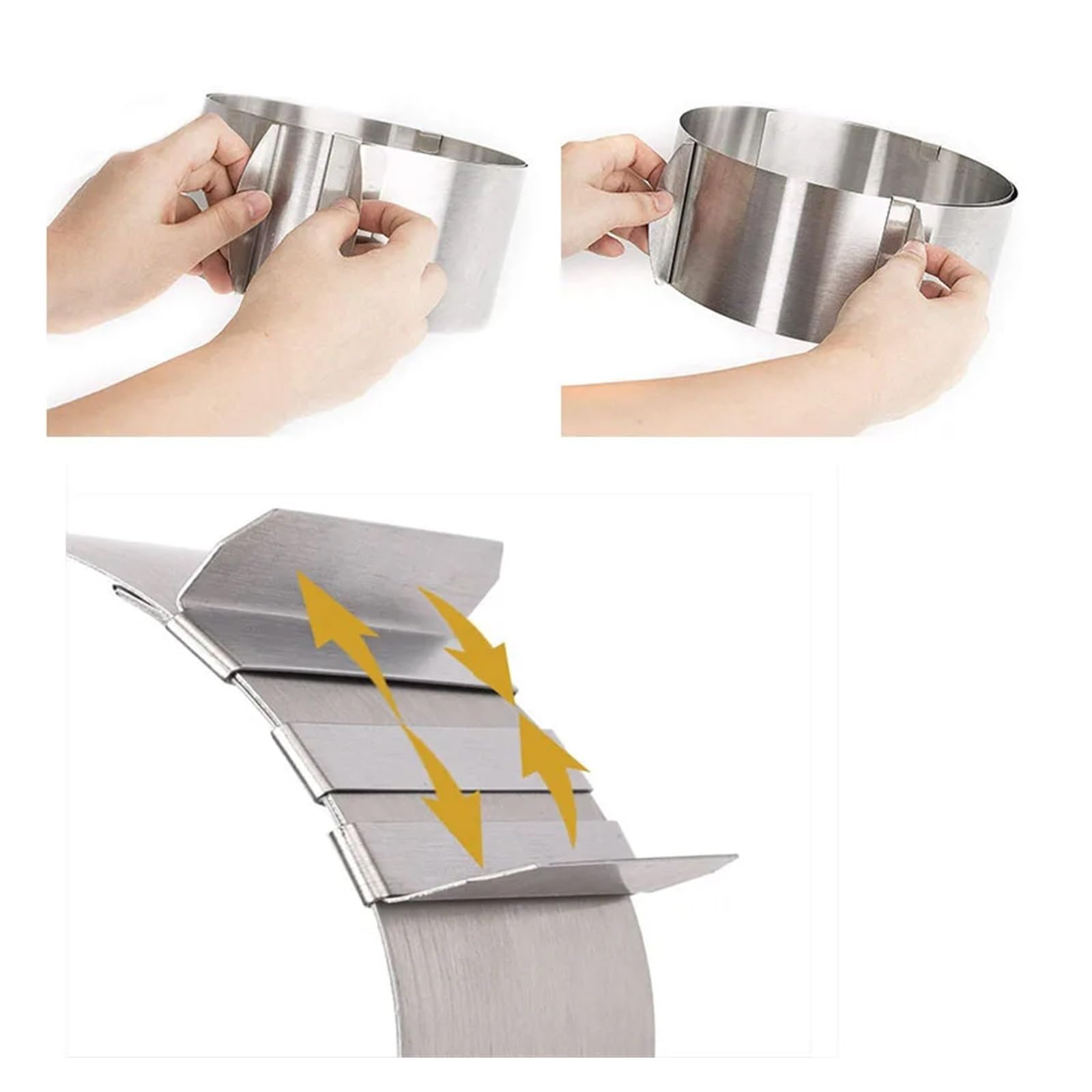 Edelstahl-Mousse-Ring Einstellbare Runde Kuchen Ring Form Versenkbare Mousse Edelstahl Kreis Backen Werkzeuge(Large 16-30cm)