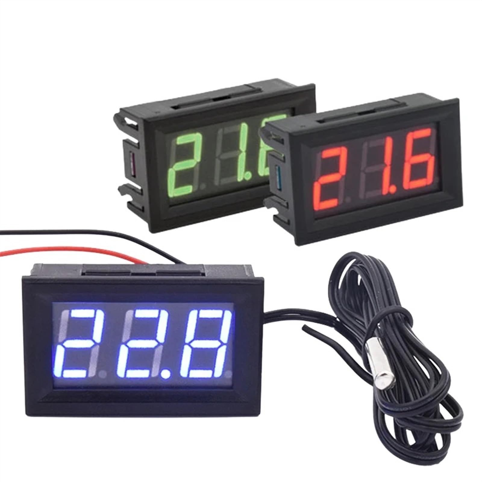 0,56 LED termómetro Digital DC 5-12V 12V coche incubadora acuario sonda de temperatura Sensor medidor Detector Monitor (Color : Blue Thermometer)