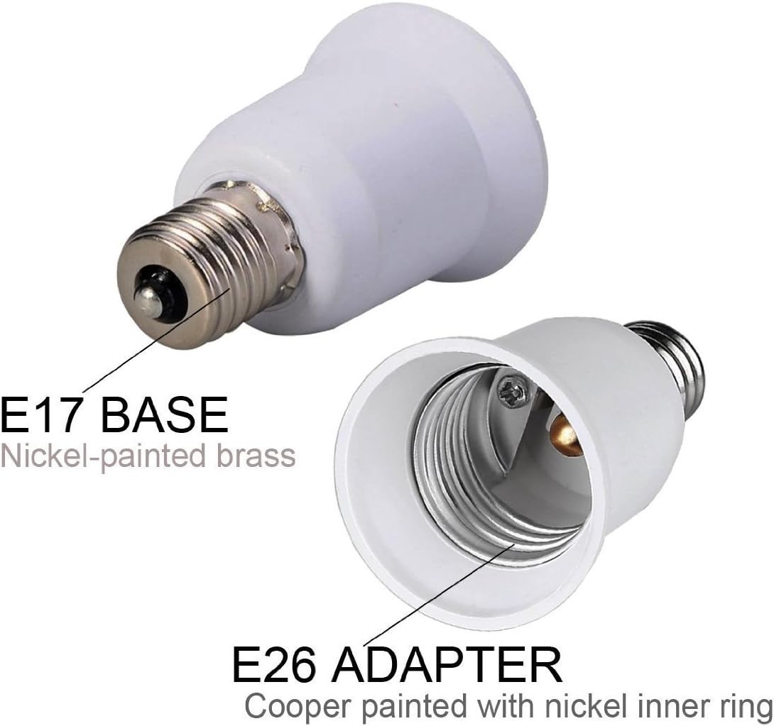 Superdream® E17 to E26 Light Socket, Bulb Base Adapter Converter, Light Socket Adapter, Convert Intermediate Socket (E17) to Medium Socket (E26) (Pack of 6)