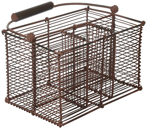 Rustic Metal Divided Cutlery Caddy w/Carry Handle