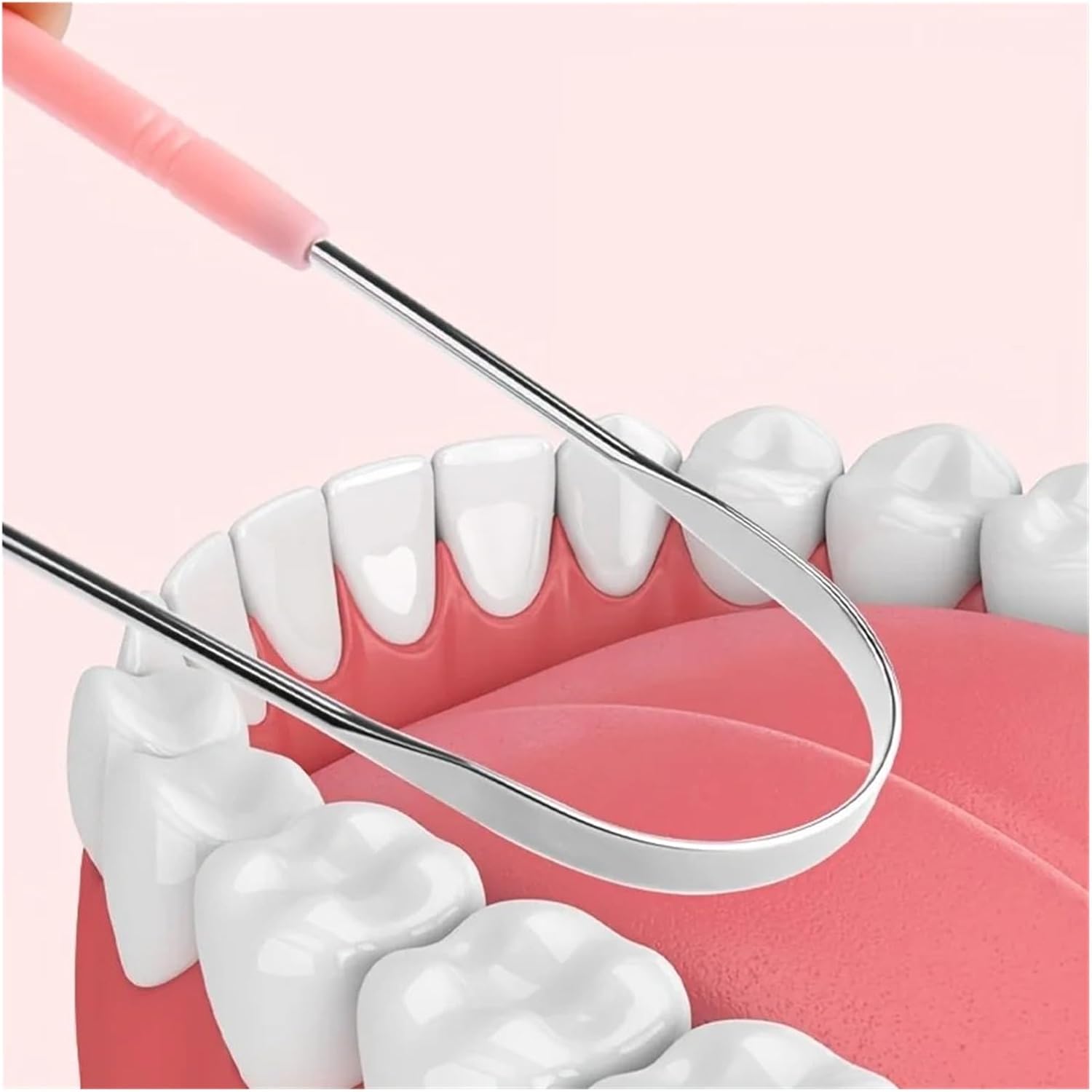 2pcs Stainless Steel Pink Tongue Scraper Set