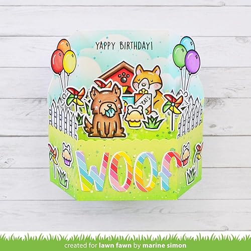 Miniatura 5 de Lawn Fawn - Yappy Birthday and Yappy Birthday Add-On - Sellos y troqueles - Paquete de 4 artículos