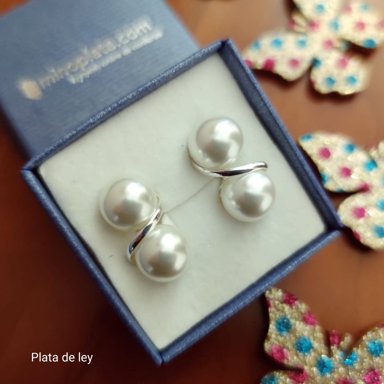 Pendientes tu y yo Perlas 10 Mm. en Plata de ley 925 con cierre omega