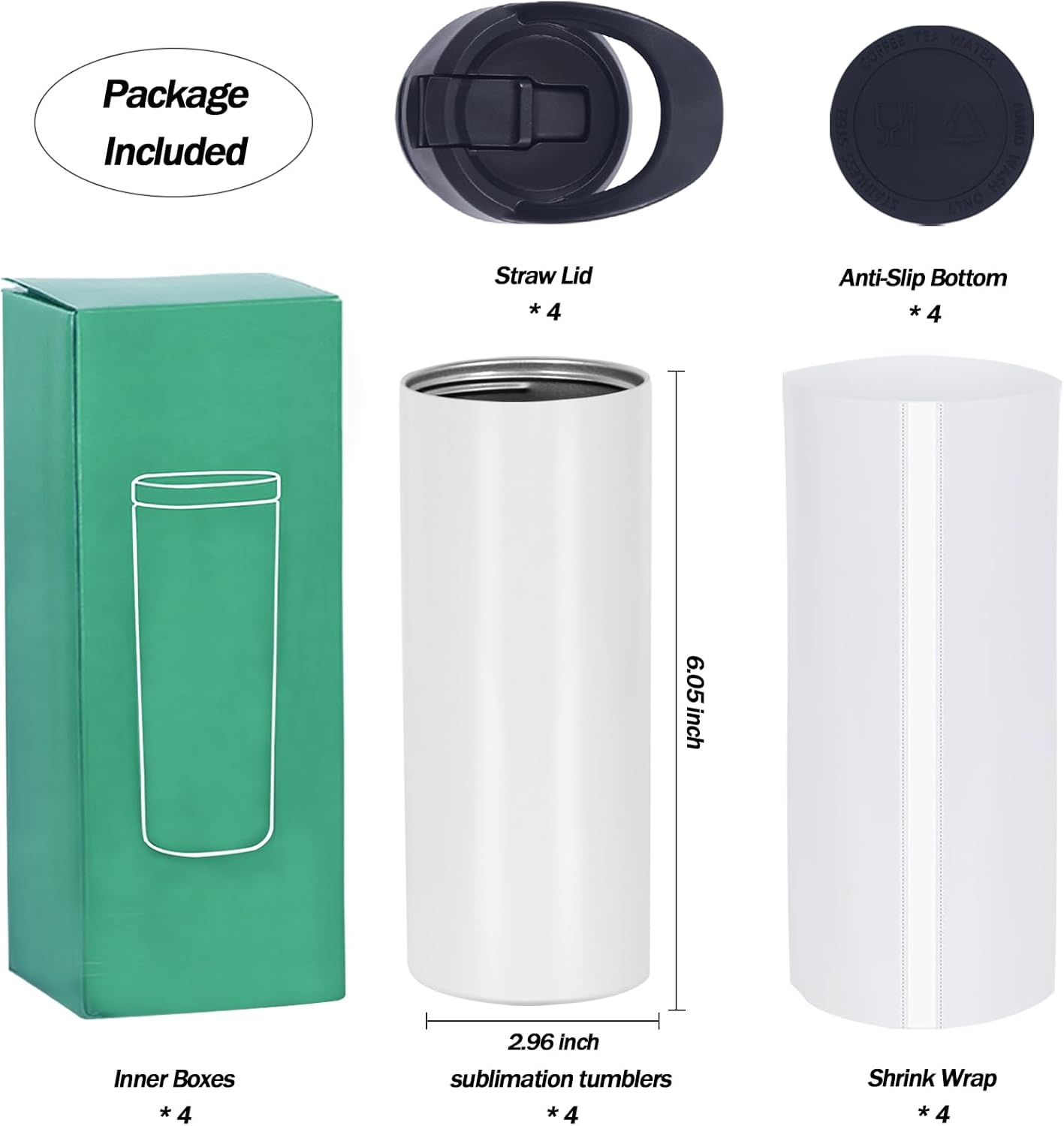 4 Pack Kid Sublimation Sports Water Bottle Blanks, 15 Oz Sublimation Tumblers Bulk Leak Proof Stainless Steel Bottles Flask with Portable Handle, Individually Boxed - Image 2