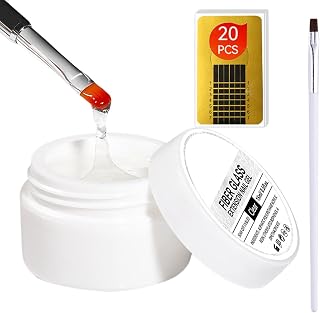 Hard Nail Gel - Clear Glue Strengthener, Broken Builder Repair | Manicure Extension Overlay Resin, Fast Fixing Sculpting Liquid Fluid With Brush Applicator For Cracked Natural Fingernail Overlaying