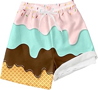 Bañador para niños y jóvenes, bañador de doble capa para niños con cordón, estampado de hielo, cómodo traje de baño de playa para niños y adolescentes, natación activa, surf, traje de baño para niños