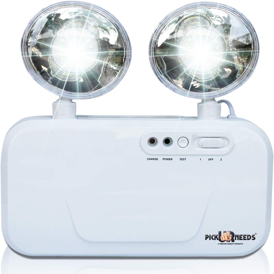 Pick Ur Needs Wall Mounted with Portable Emergency Twin Spot Light (White, Large)