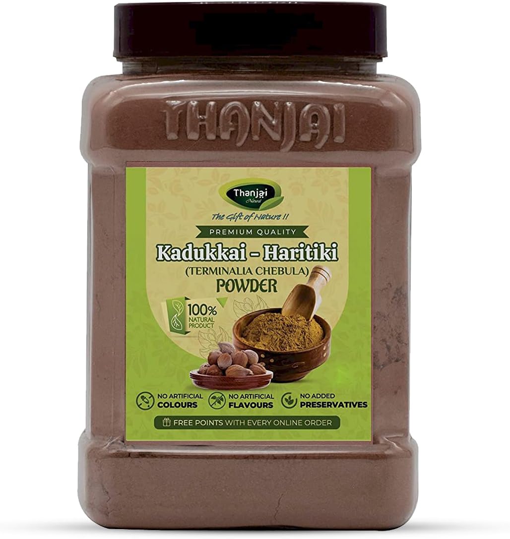 Thanjai Natural Kadukkai Powder - Haritaki Powder - Helps in Digestion (180g Jar)