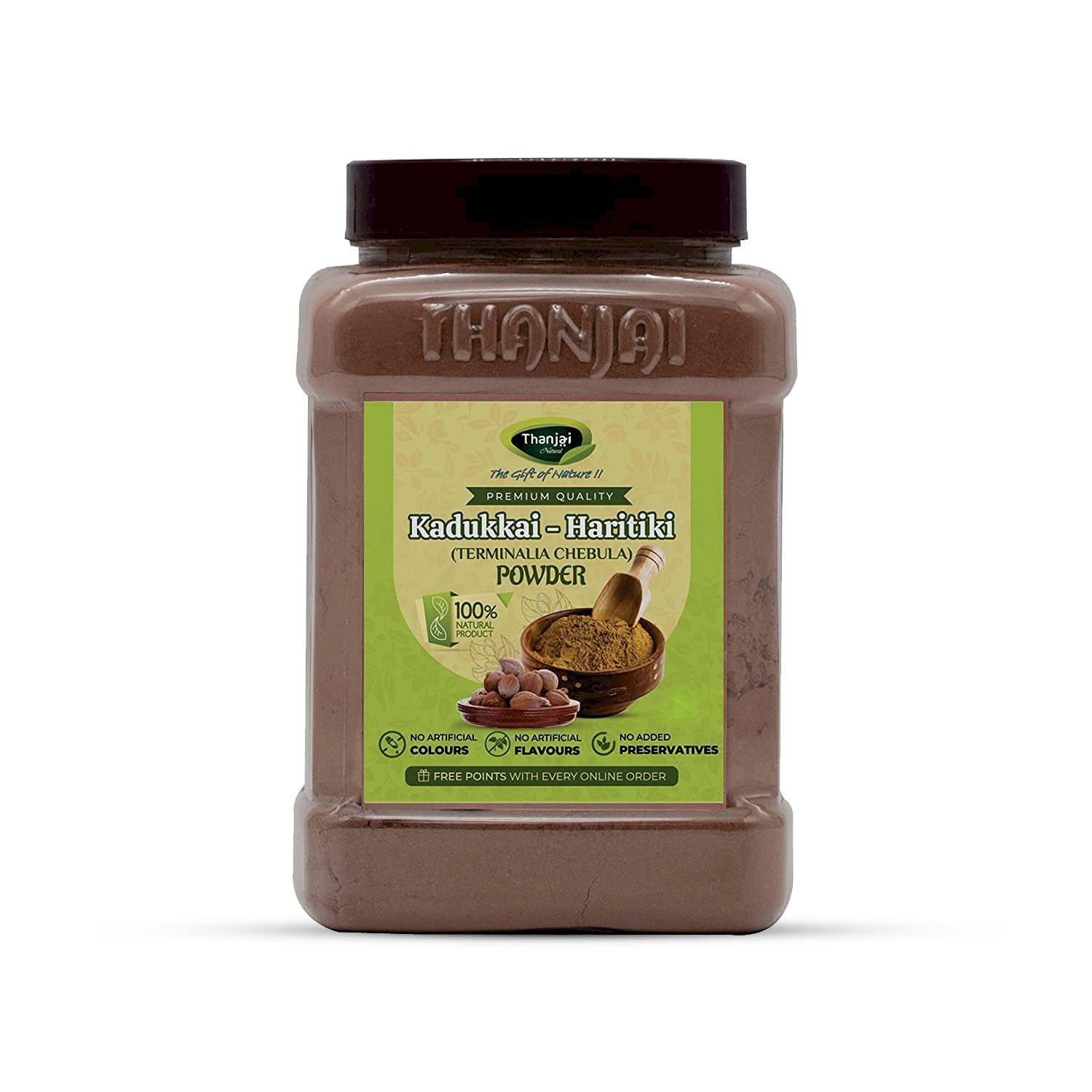 Thanjai Natural Kadukkai Powder - Haritaki Powder - Helps in Digestion (180g Jar)