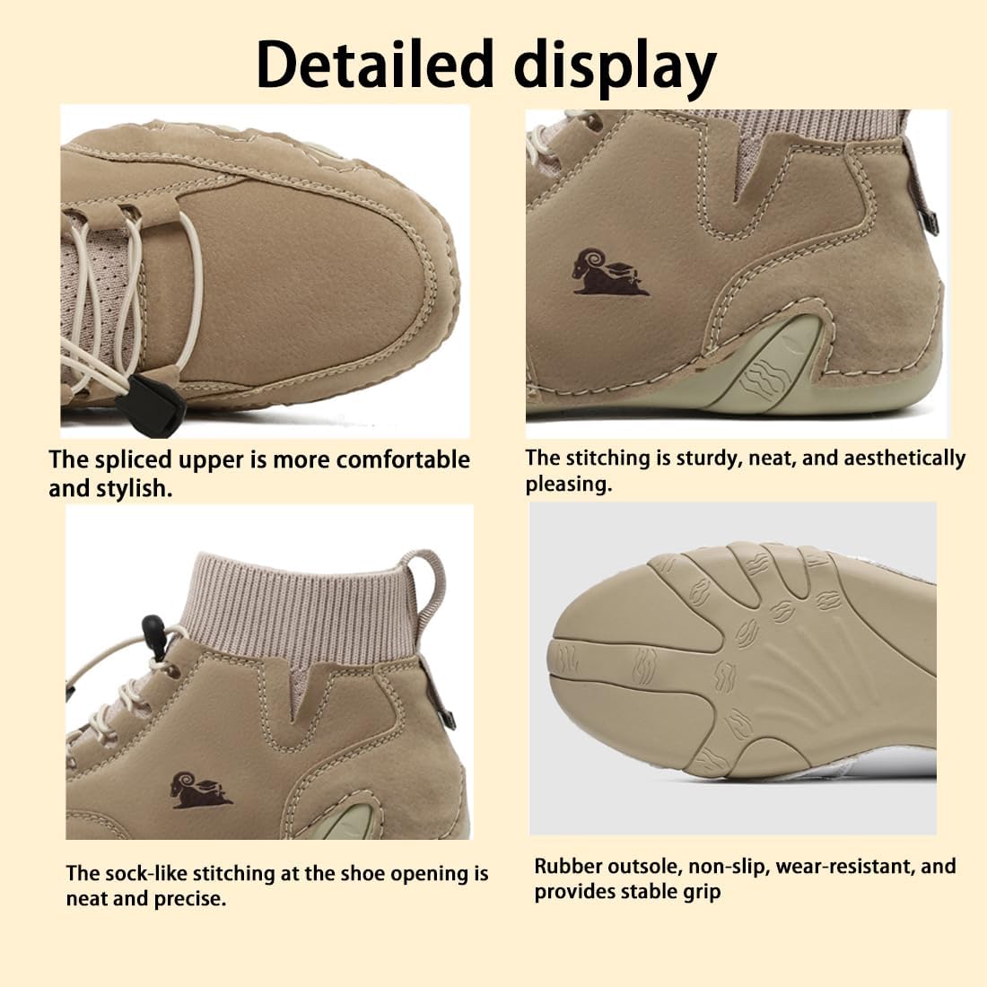 Men'S Waterproof Lightweight Outdoor Ankle Boots Comfortable Round Toe Soft Sole Non-Slip Driving Walking High Top Chukka Boots Slip-On Lightweight Sports Shoes