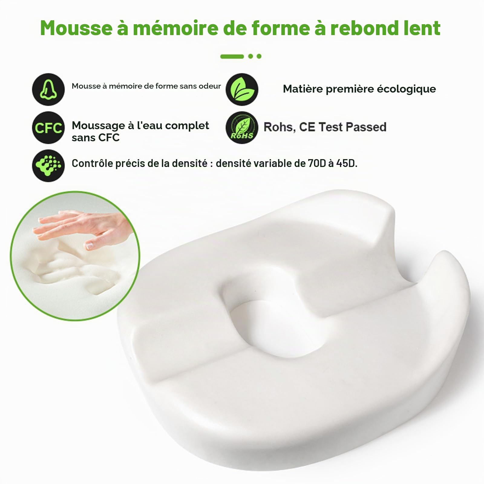 Coussin en forme de donut pour le coccyx, coussin de siège pour prostate, sciatique, plancher pelvien, ulcères de pression, grossesse, chirurgie périnéale, coussin de chaise en mousse à mémoire de