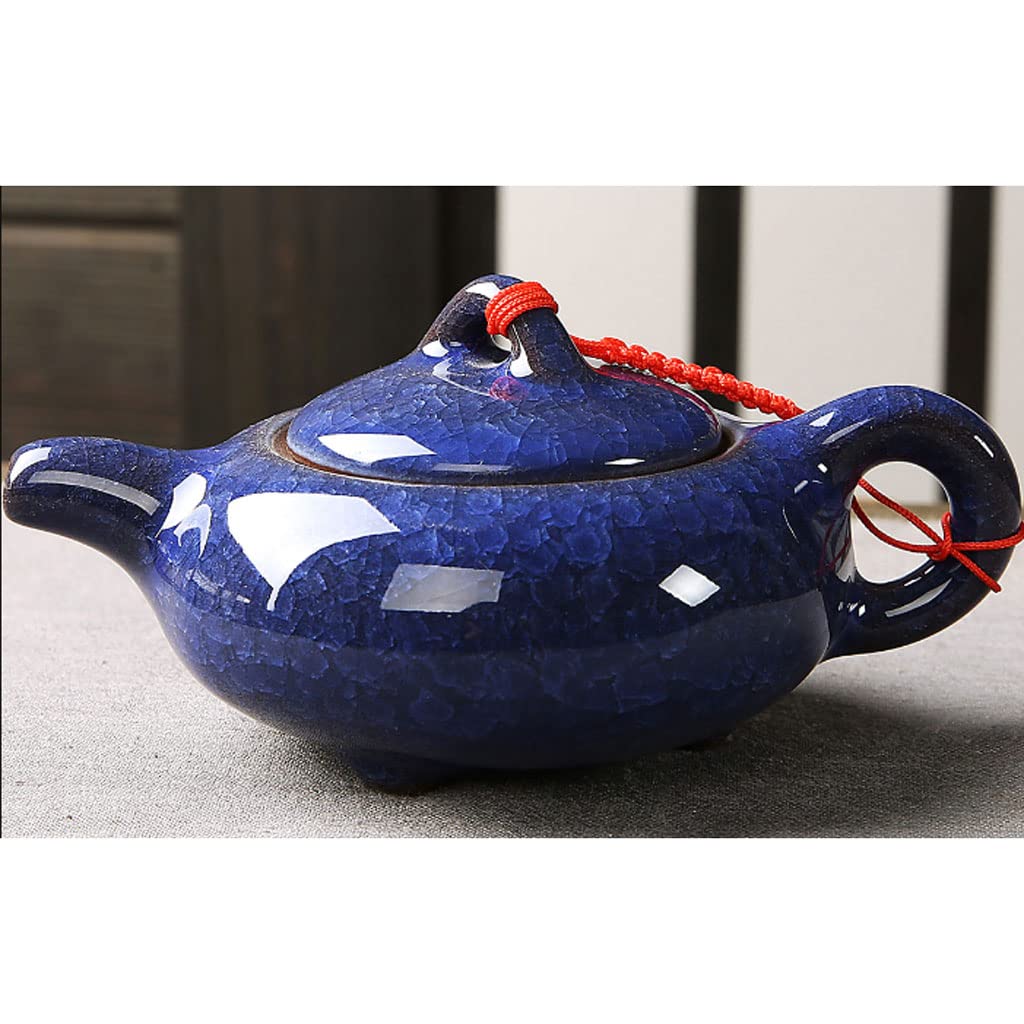 Tetera de porcelana de 175 ml, tetera china Gongfu, tetera de 5,9 oz con glaseado de grietas de hielo para té floreciente y hojas sueltas