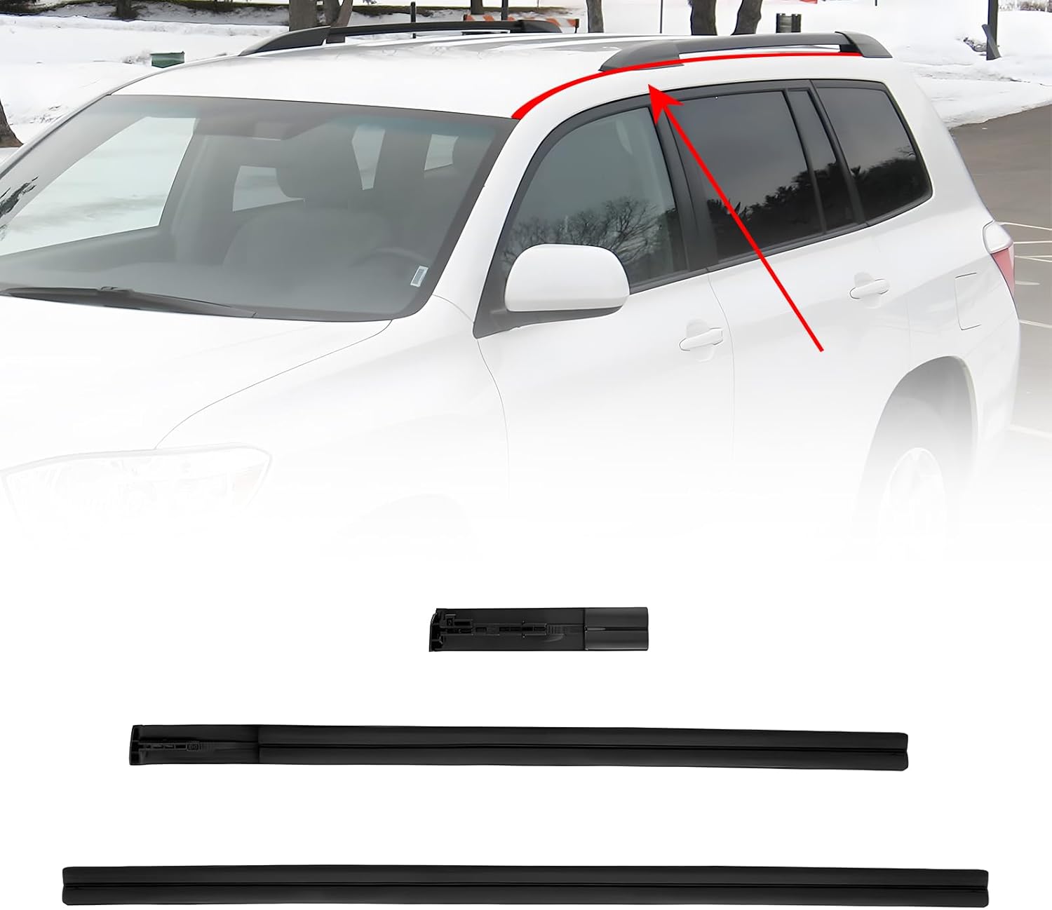 Left Roof Drip Side Finish Molding Fits for 2008-2013 Toyota Highlander Replaces 75555-48060