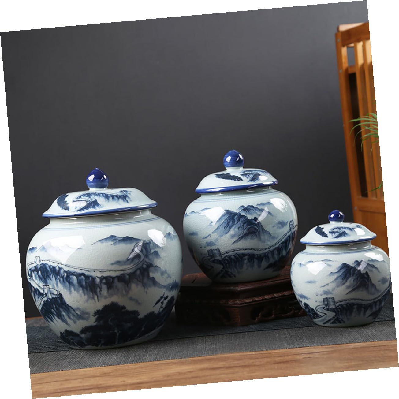 Uonlytech Chinesische Teedose aus Keramik mit Dicht Schließendem Deckel Dekorativ im Retro Stil für Tee und Nüsse für Zuhause und Wohnung