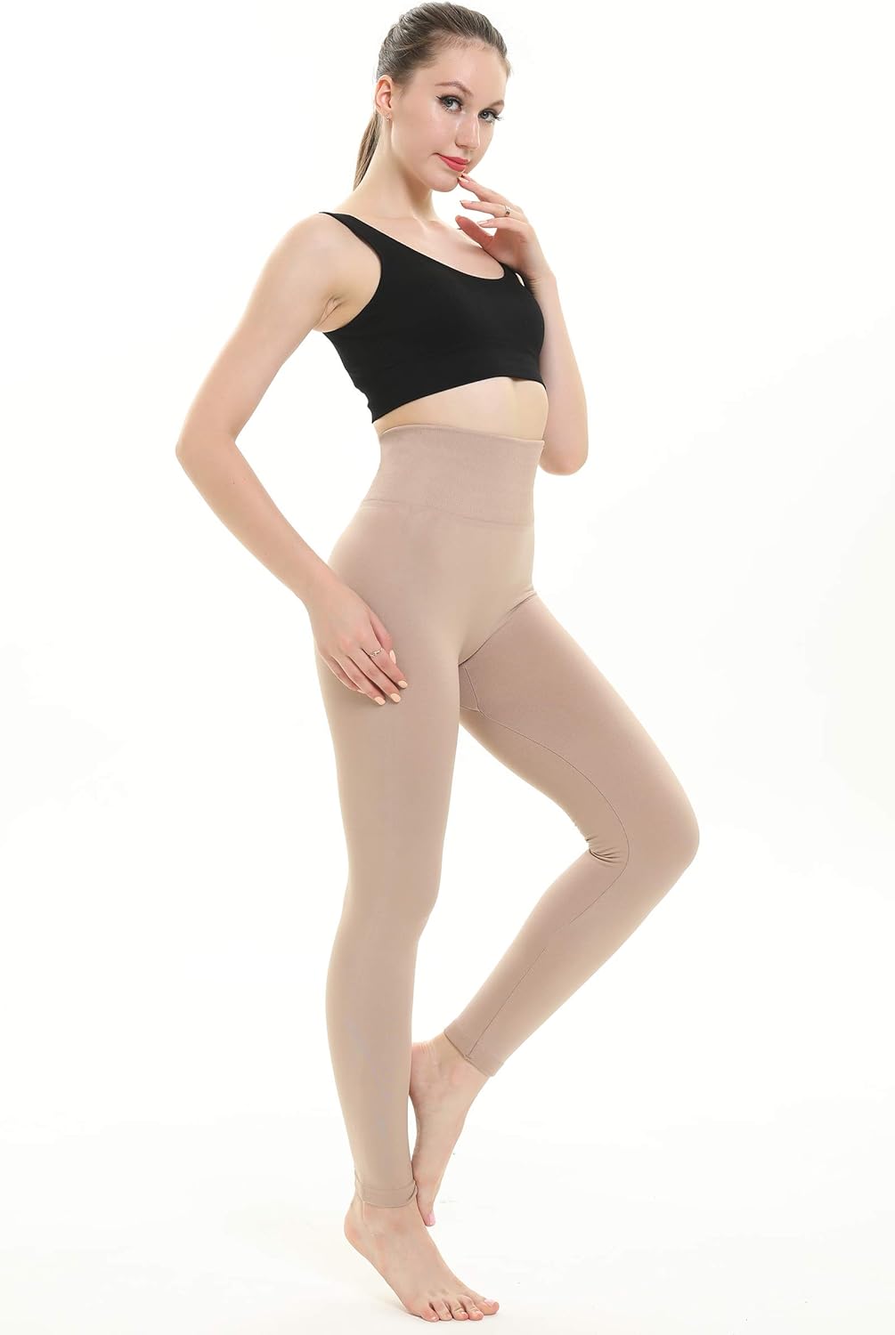 DINNAPE Fleece Lined Leggings Women - Soft Warm Thick High Waisted Tummy Control Thermal Pants for Cold Winter - Image 2