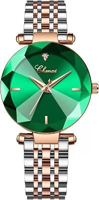 BESTKANG Watch for Women Analog Quartz Watch Fashion 3D Dial Rose Mesh Belt Watch Ladies Wrist Watch Green