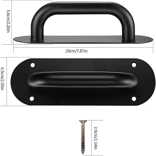 Miniatura 2 de Manija de puerta, placa de puerta de empuje, 2 manijas de placa de empuje de puerta, tiradores de puerta de granero resistentes, manijas de cajón de