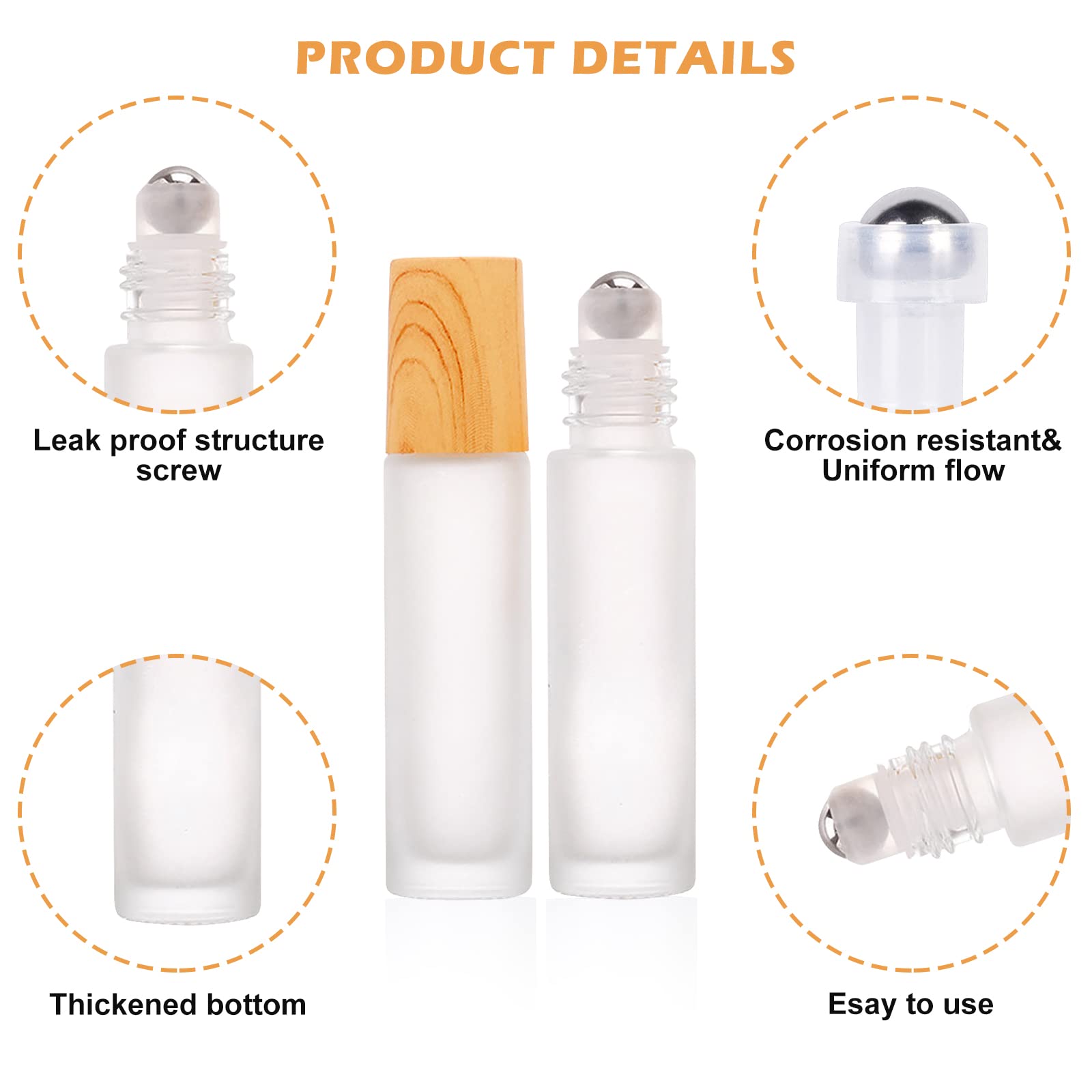 Roll On Vuoto Per Oli Essenziali 20 Pezzi - Contenitori Vetro 10ml Con Sfera Acciaio Inox Per Aromaterapia