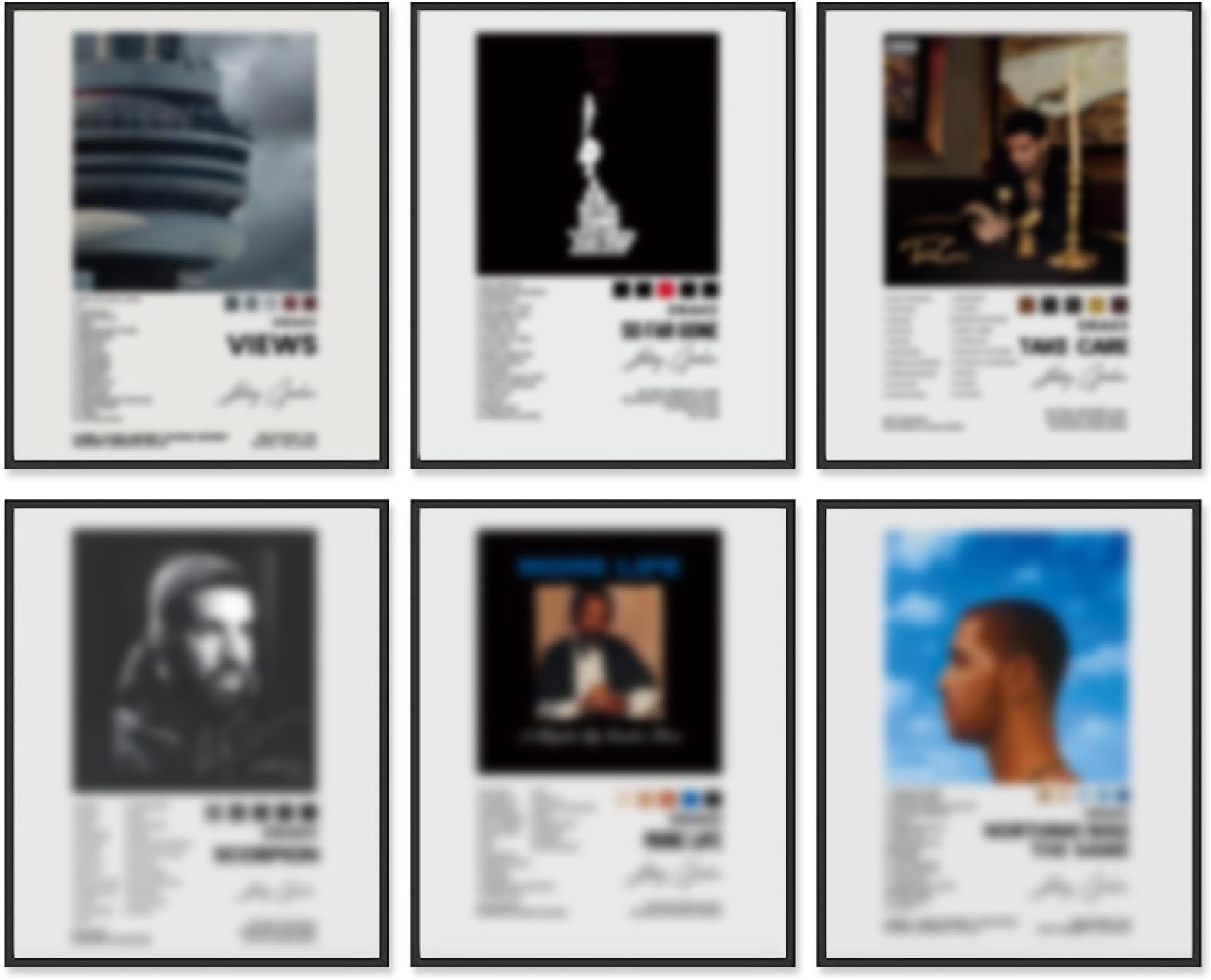 Drake Posters 8x10 Canvas Prints Unframed Set of 6 Music Album Cover Posters for Room Aesthetic Canvas Wall Art Room Decor for Teen Girls