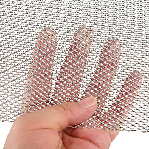 Image of AggAuto Universal 40 inchx13 inch Car Grill Mesh - Aluminum Alloy Automotive Grille Insert Bumper Rhombic Hole 3x6mm, One of the Most Multifunctional Shape Grids Silver