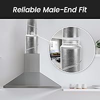 Vista 3 de Reductor de conductos de ventilación de 8 a 6 pulgadas - Conector redondo de acero galvanizado - Montaje de conducto - Acoplamiento de aumento