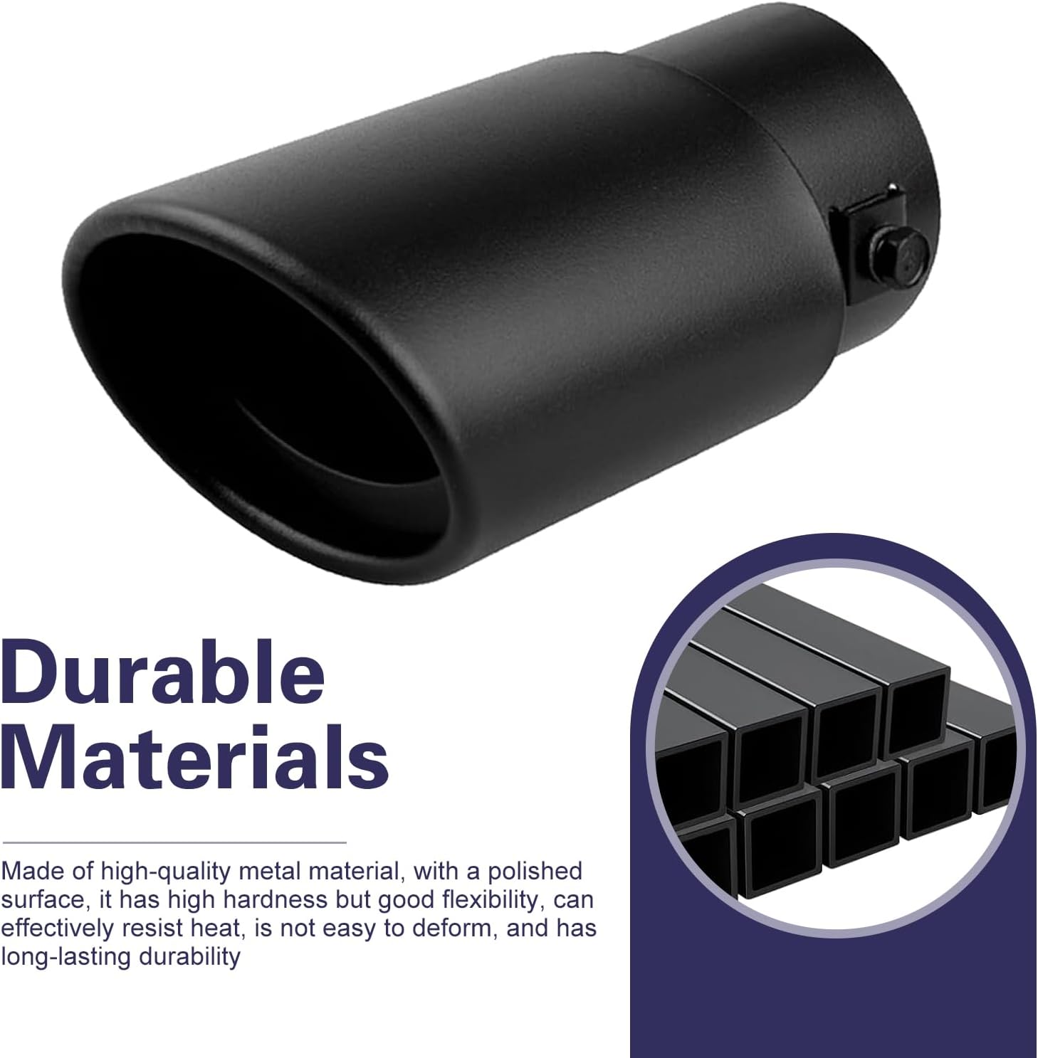 Stainless Steel Inlet Exhaust Tip, Adjustable 2.75-3" Car Exhaust Tip, Heavy-Duty Auto Exhausts Pipe Tail Throat Tailpipe, Black Powder Coated Auto Replacement Exhausts Pipes, for Most Car