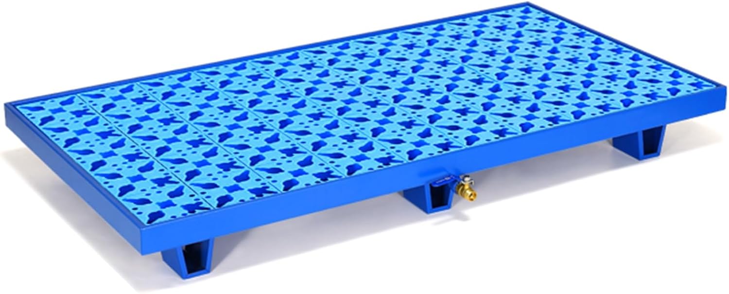Metal Heavy-Duty Antispill Platform, Industrial Oil Drum Platform, Leak-Proof Metal Pallet with Drainage and Grid for Warehouse Garage(Blue,65x65x15cm-A)