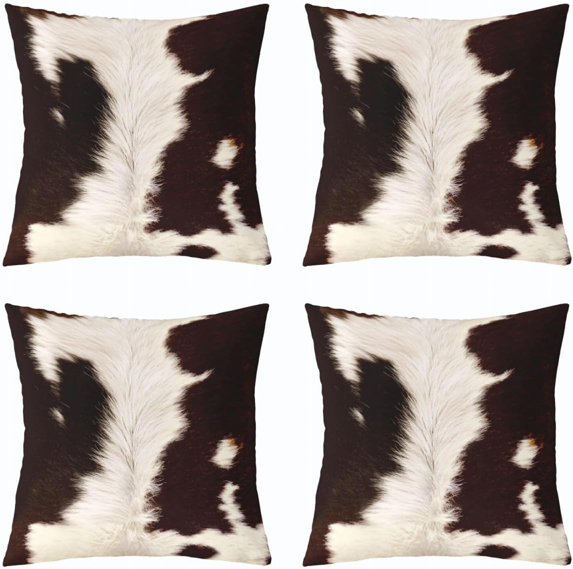 Pack of 4 Boys Throw Pillow Covers 16x16 Cute Cow Pillow Covers Western Animal Skin Teens Farmhouse Cushion Covers Brown Reversible Decorative Accent Pillow Cases For Home Office Sofa Couch Bed
