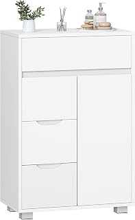 Hzuaneri bathroom cabinet, 4 drawer drawer, adjustable shelf | Storage Cabinet Bathroom Cabinet with 1 Cabinet Door Modern for Living Room Bathroom 30 x 55 x 82 cm White SC05503X