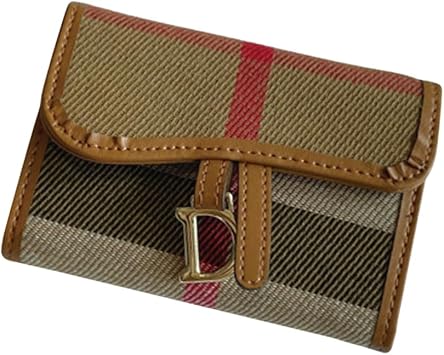 Leheybia Credit Card Holder for Women Canvas Small Card Case Rfid Blocking Plaid Small Wallet for Women Slim Card Holderbrown
