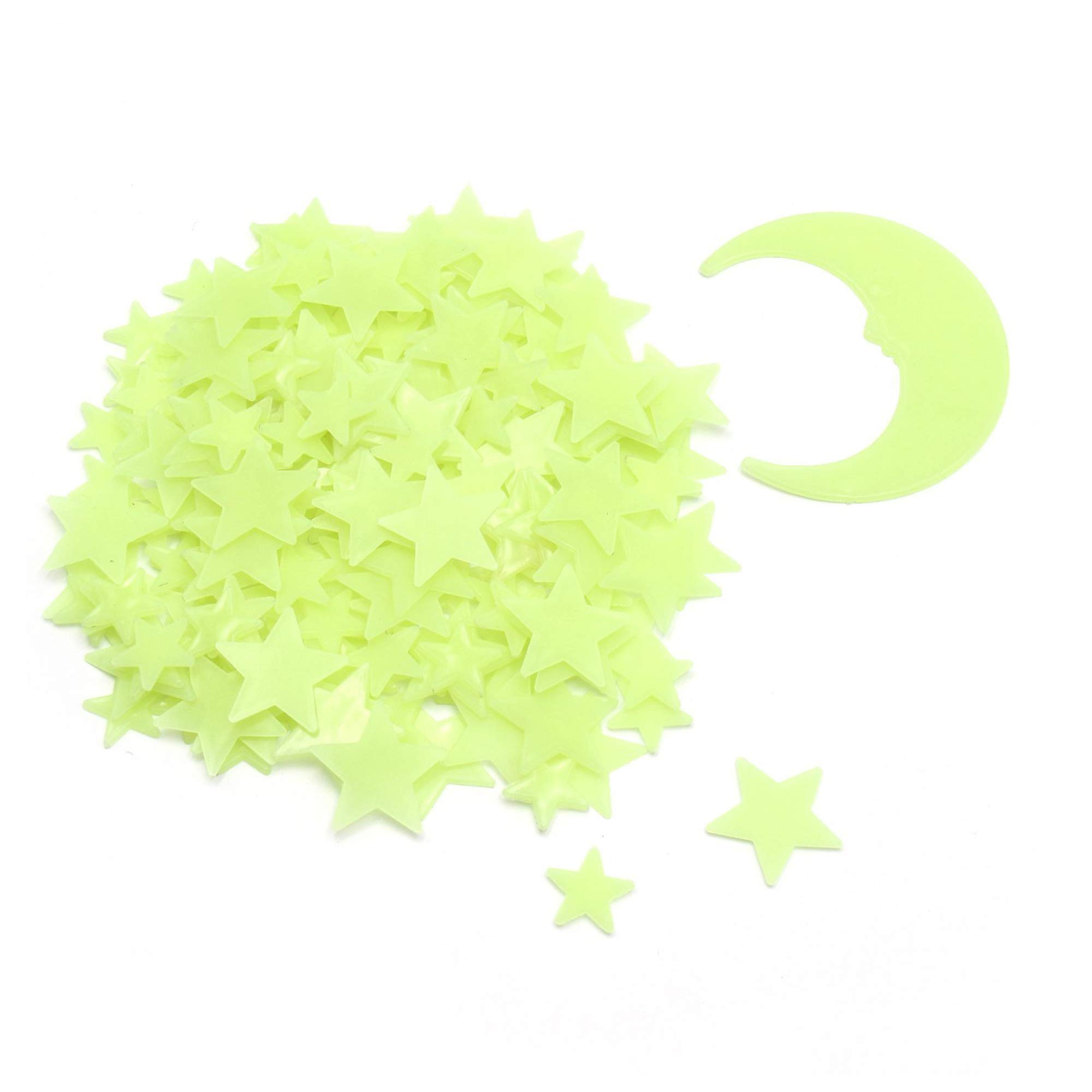 201 Stück Leuchtsterne & Mond Aufkleber – Selbstklebend, fluoreszierend, leuchten im Dunkeln – Kinderzimmer & Schlafzimmer Wand- und Decken Dekoration