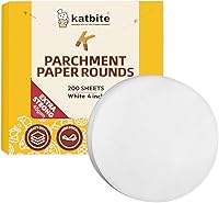 Vista 1 de Katbite - Rondas de papel pergamino de servicio pesado de 4 pulgadas, 200 piezas de rondas de papel pergamino para masas, uso para hornear pequeños