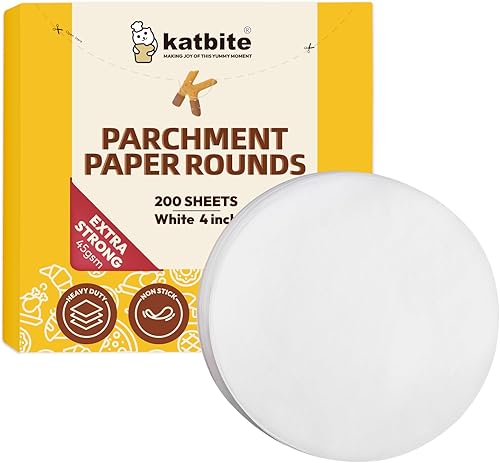 Katbite - Rondas de papel pergamino de servicio pesado de 4 pulgadas, 200 piezas de rondas de papel pergamino para masas, uso para hornear pequeños
