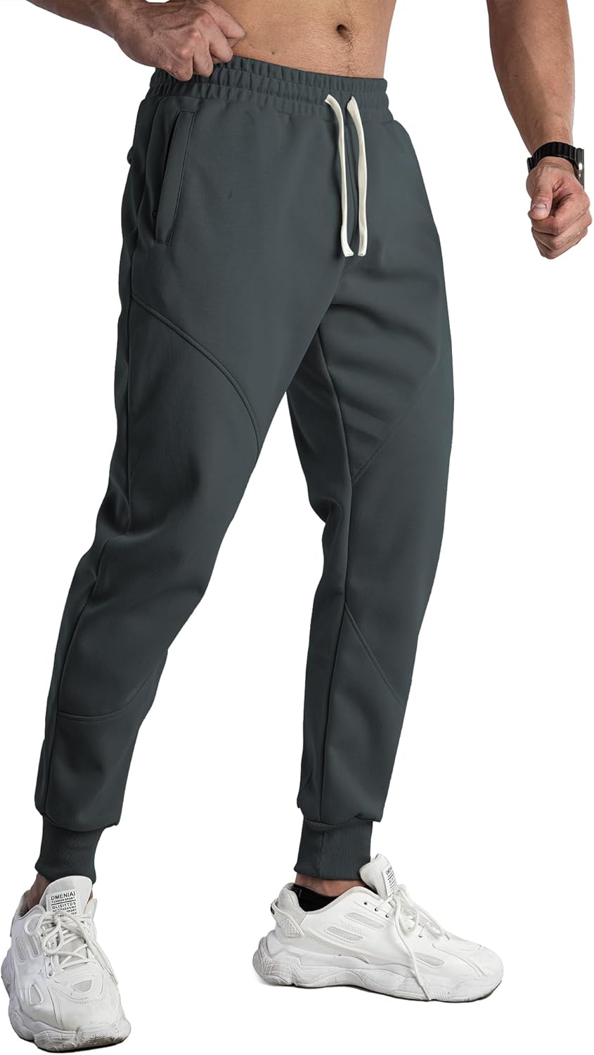 FIRSTGYM Mens Sweatpant Tapered Jogger Active Training Pants with Zipper Pockets