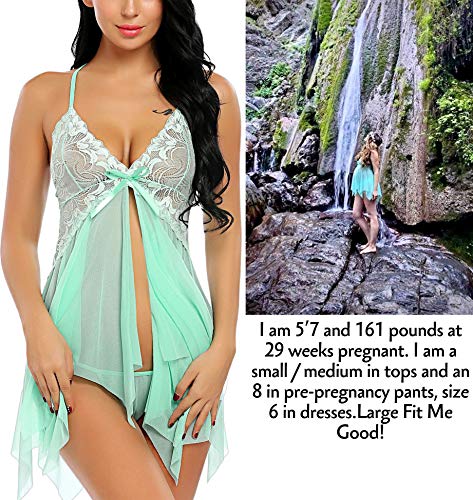 Avidlove Lingerie for Women Bridal Sleepwear Sexy Lengire Sheer Nightie Appple Green M
