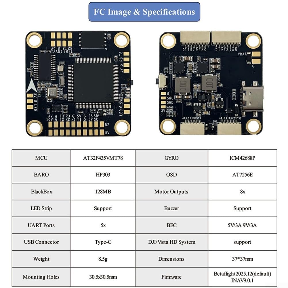 FC435 Flugcontroller Stack STF43562 mit 4-in-1 62A ESC AM32 Firmware für Racing Drones 3-6S für lipo für dji HD OSD Support(STF43562)