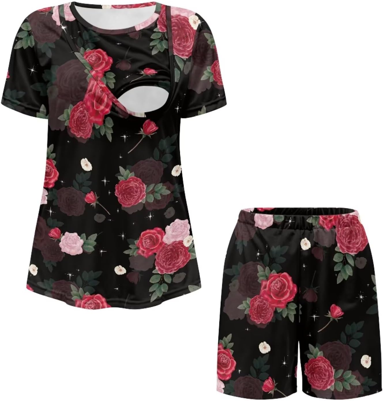 Women's Maternity Nursing Pajama Sets Soft Breastfeeding Sleepwear for Summer