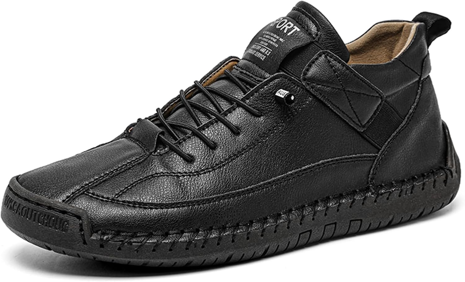 WENOREG Women's Hand-stitched Chukka Ankle Boots Retro Elastic Lace Up Mid top Sneakers Casual Comfort Slip-On Outdoor Flat Walking Driving Shoes