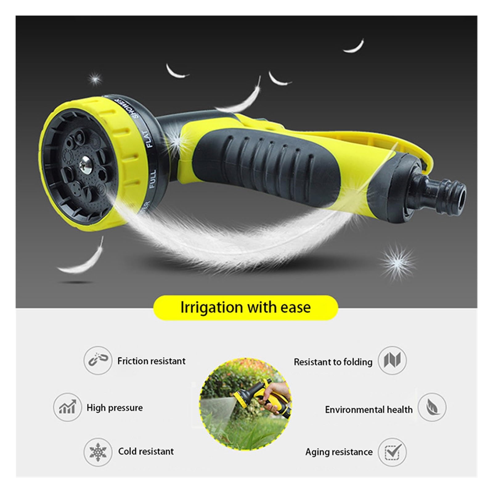 Pistolet d'arrosage avec embout multi-jets, Ensemble de buses tuyau d'eau jardin, 10 modèles pulvérisation, lavage voiture à haute pression, noir jaune(Water Set)