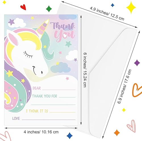 Vista 30 de 72 tarjetas de agradecimiento para niños rellenan las notas de agradecimiento en blanco con sobres, tarjetas de agradecimiento coloridas para fiesta