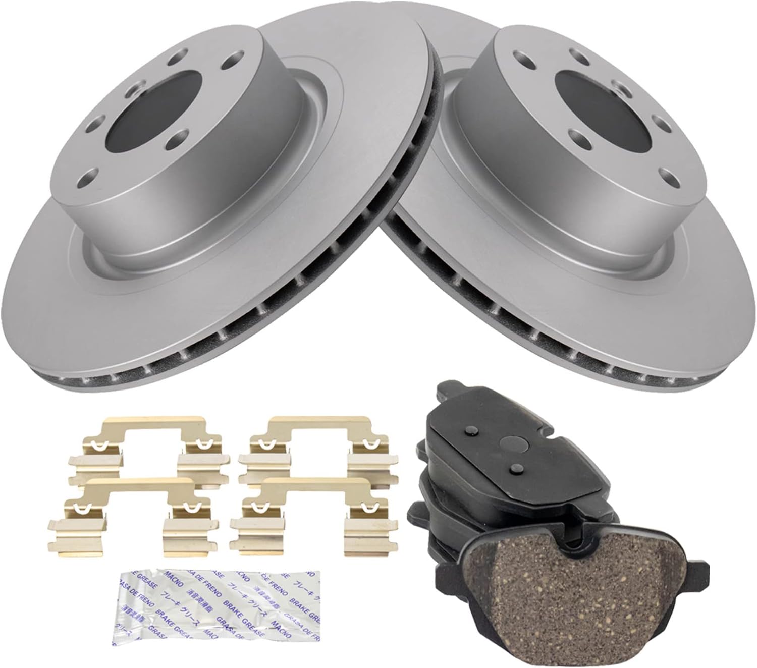 TRQ Rear Brake Pad & Rotor Kit Brake Pads Brake Rotor Ceramic Premium G-Coated Compatible with 2011-2016 BMW X3 2015-2016 X4