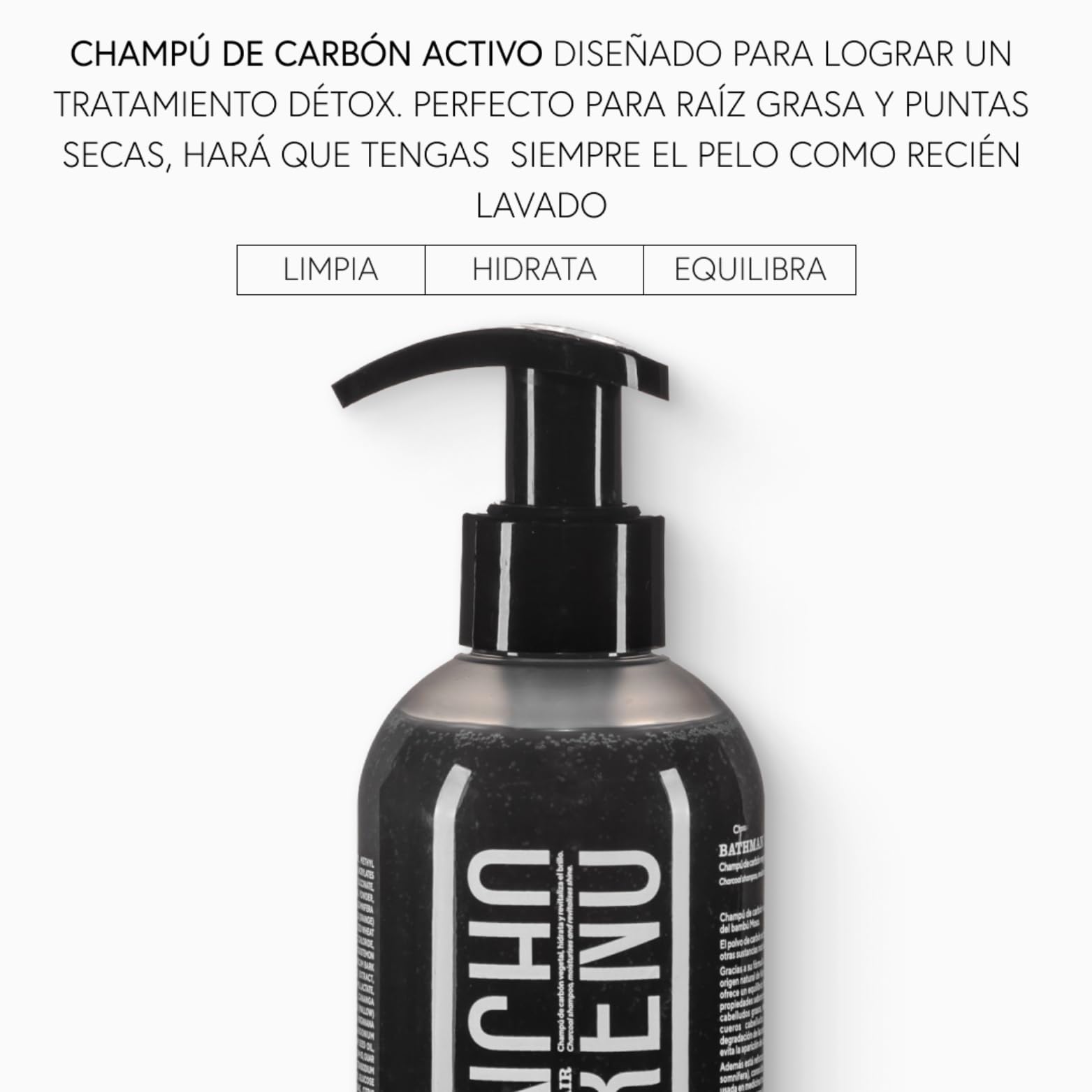 MONCHO MORENO Bathman Detox Hair - Champú Clarificante y Regulador de Grasa con Carbón Activo - Limpieza Profunda y Purificante del Cuero Cabelludo para Raíz Grasa y Puntas Secas (1 L)
