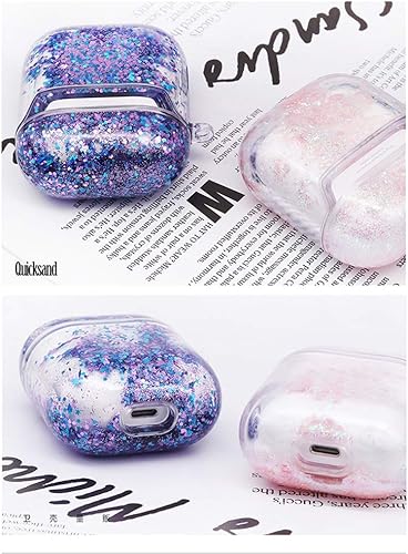 Miniatura 6 de UnnFiko Bling Quicksand - Funda compatible con AirPods 12, bonita funda protectora líquida brillante, divertida y creativa funda para Airpods 1 y 2