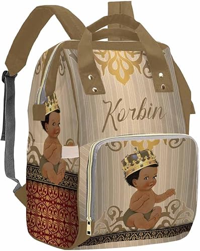 Artsadd Bolsas de bebé personalizadas con nombre, mochila de pañales personalizada a rayas doradas con correas para cochecito, bolsa de hombro