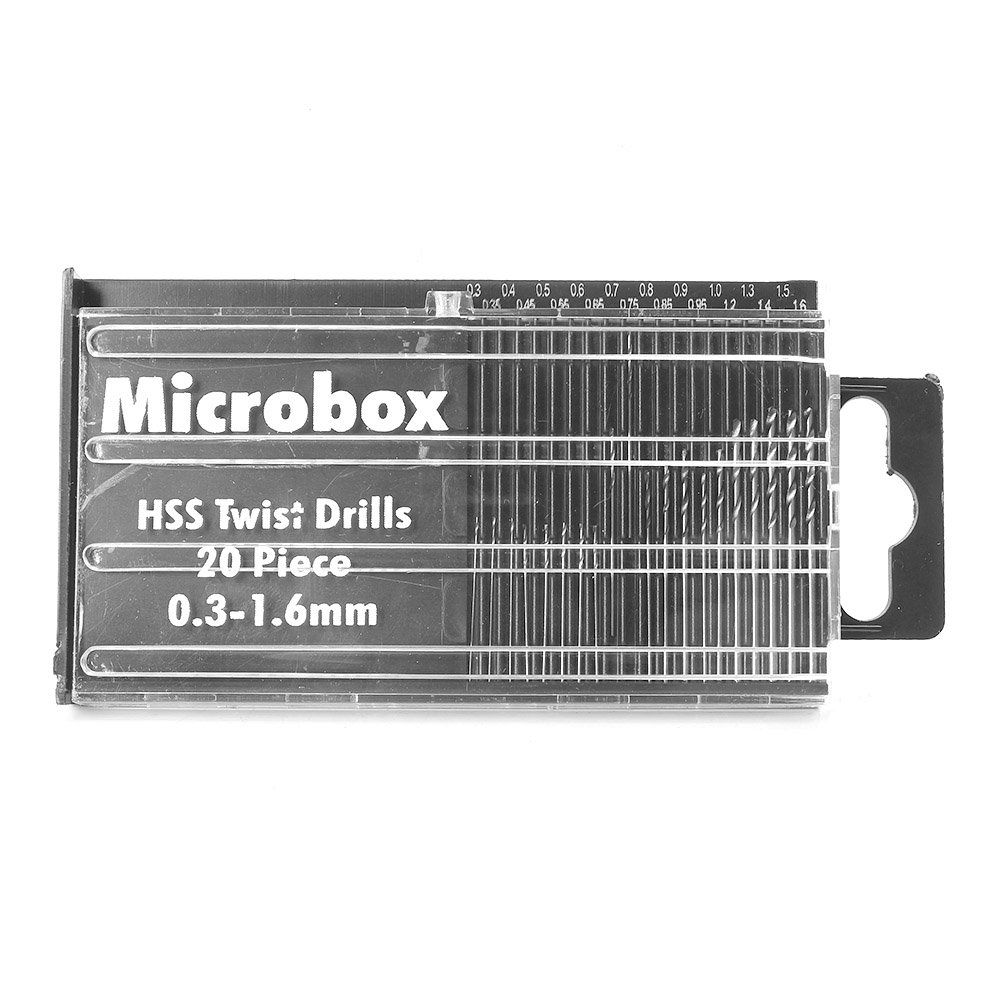 Newsmarts 20pcs 0.3-1.6mm Mini Micro HSS Twist Drill Bits Set Kit Precision Craft Tool