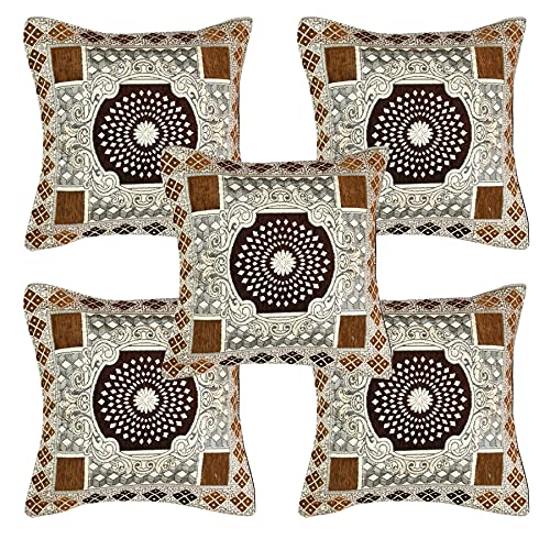 Image of Chenille Cushion Cover for Sofa & Living Room | Soft Decorative Throw Pillow Cover | 40x40 cm Pillow Case for Home, Bedroom & Office Decor (Chiku-Coffee-1)