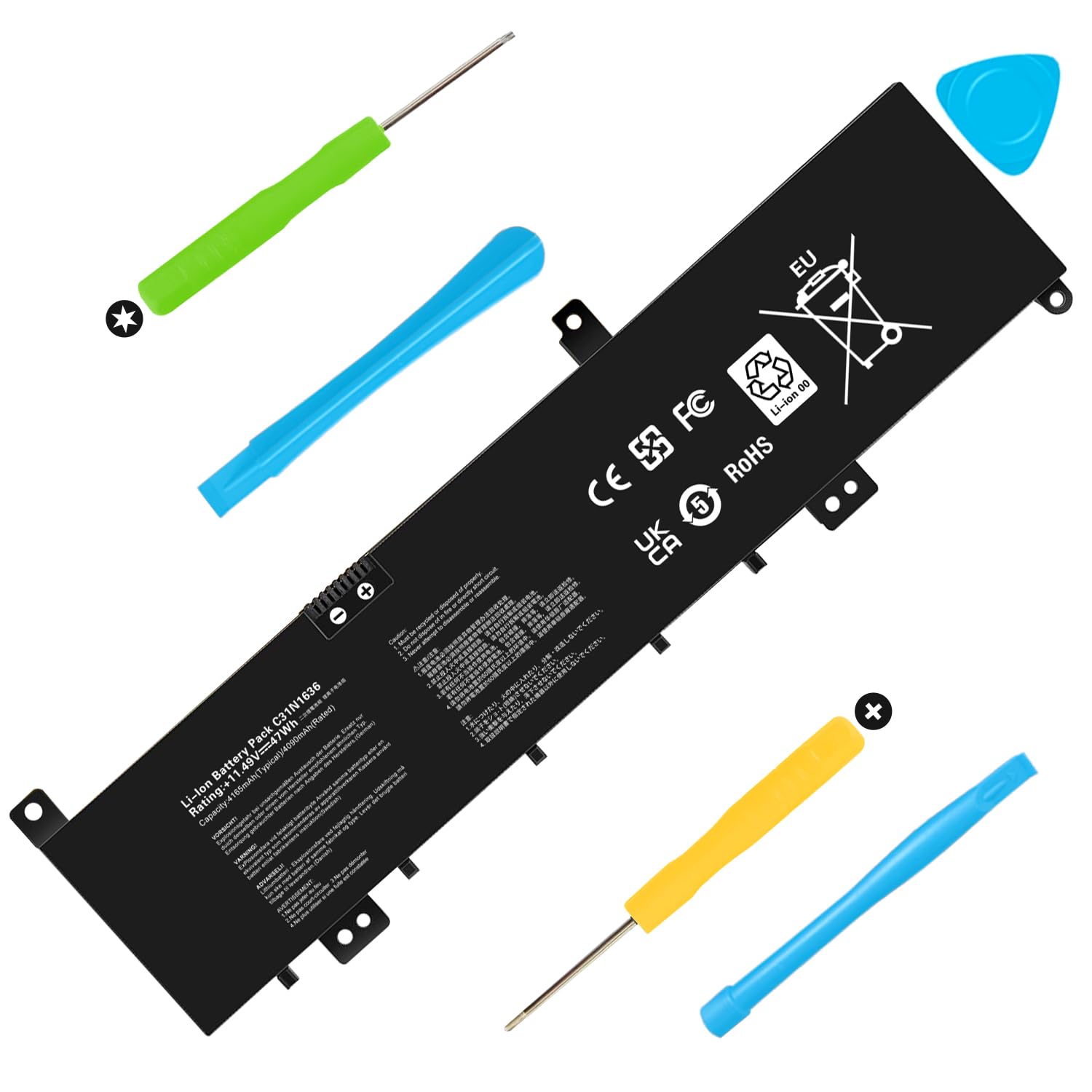 C31N1636 Laptop Battery Replacement for Asus VivoBook Pro 15 X580V X580VD X580VN X580GD M580GD M580VD N580V N580VD N580VN N580GD NX580V/VD/GD ZenBook Pro UX502VD N580VD-DM027T DM129T