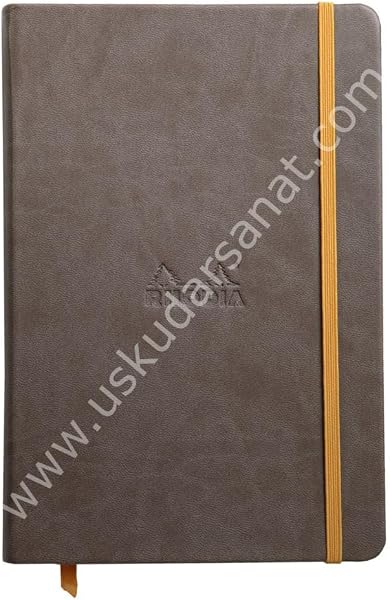 RHODIA 118743C - Carnet Rigide Chocolat - A5 14,8 x 21 cm - Ligné - 192 pages - Papier Clairefontaine Ivoire 90 g/m² - Marque-Page, Fermeture Élastique - Couverture Simili Cuir - 1